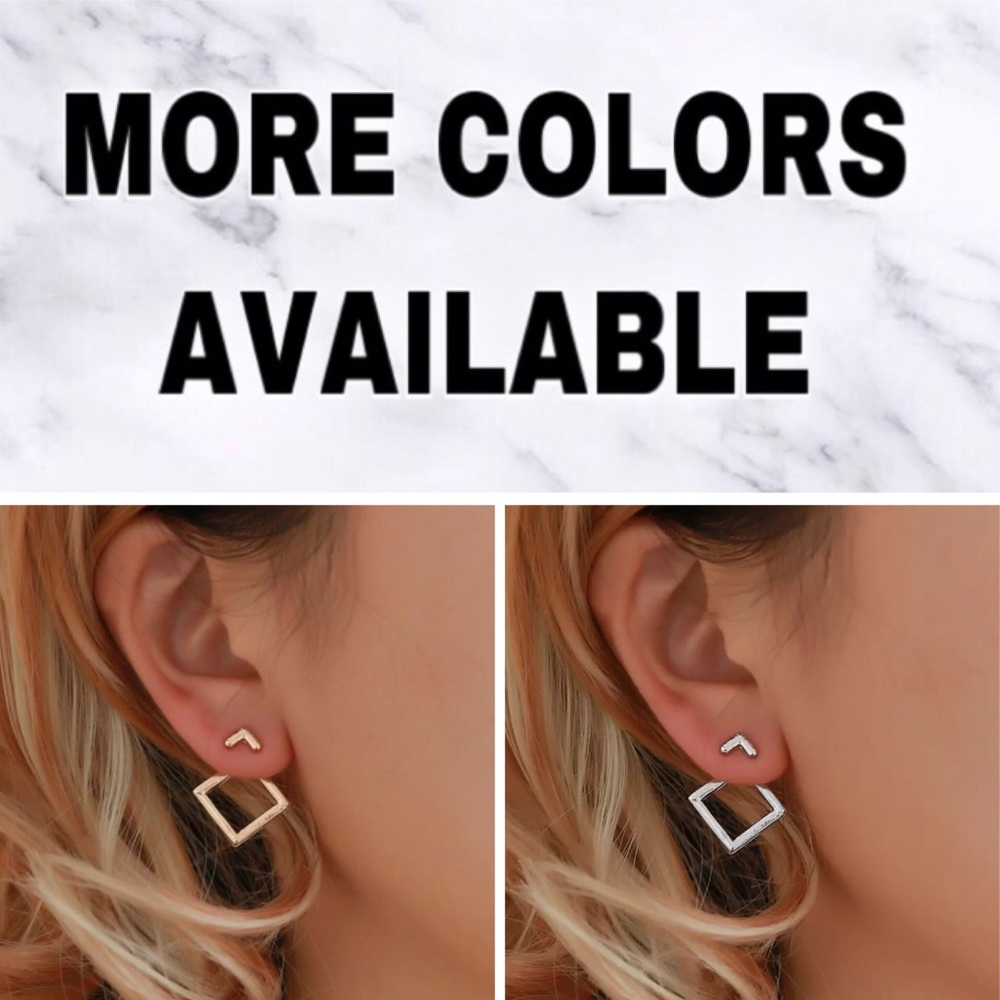 ⚜️[𝟯/$𝟭𝟴]⚜️Silver Square Simple 2 Earrings NEW - Picture 4 of 6